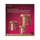 Cadeaus met strik en LED lampjes | 3-delig | kunststof | rood