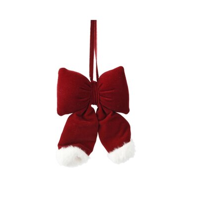 Kerststrik | polyester | ossenbloed/wit | 15cm