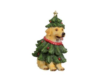 Kersthond | polyresin | groen | 13,5cm