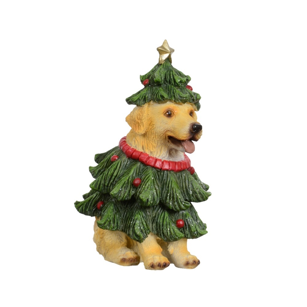 Kersthond | polyresin | groen | 13,5cm