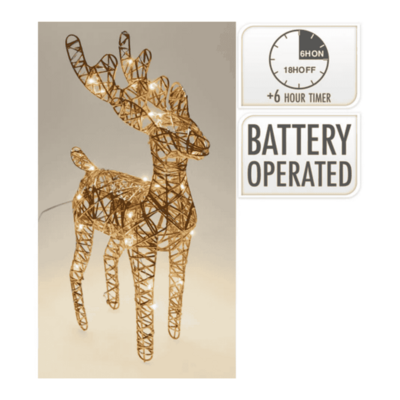 Rendier met verlichting | goud/warm wit | 34cm