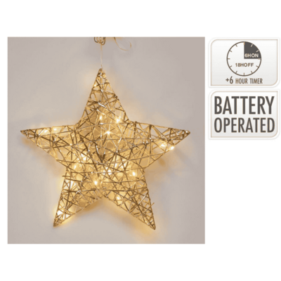 Kerstster met verlichting | goud/warm wit | 30cm