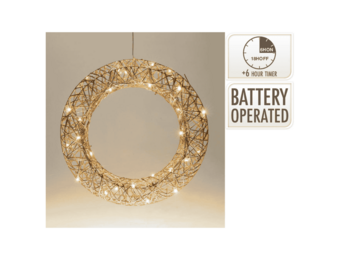 Krans met verlichting | goud/warm wit | 40cm