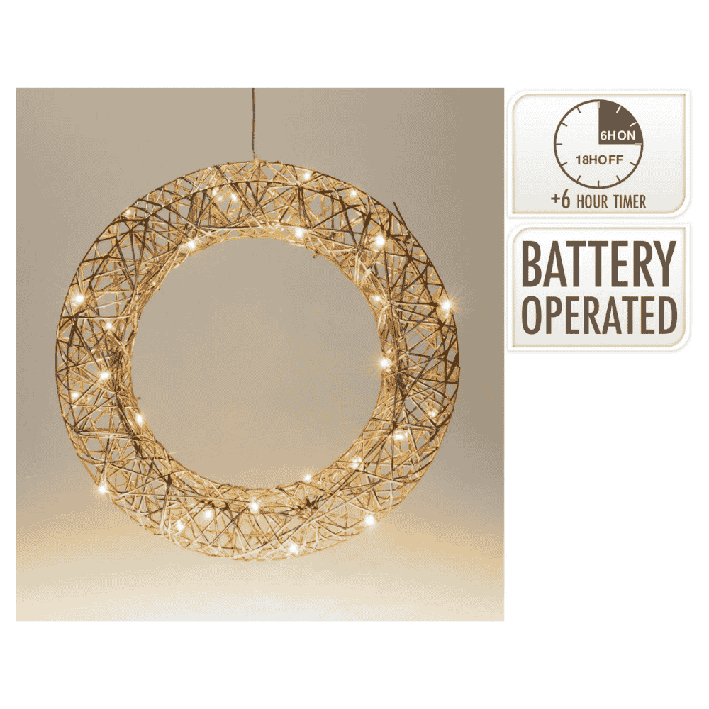 Krans met verlichting | goud/warm wit | 40cm