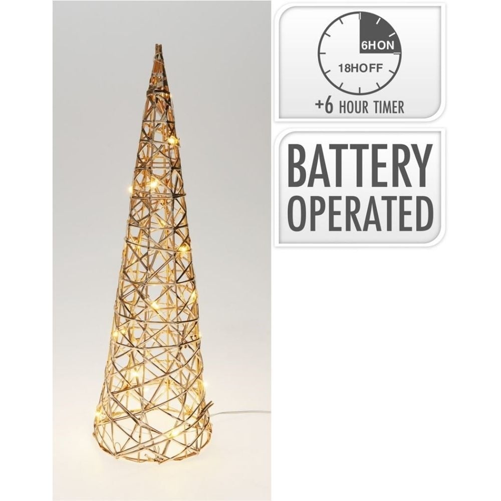 Kegel met verlichting | champagne/warm wit | 40cm