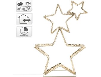 Kerstster met verlichting | metaal | goud | 80cm