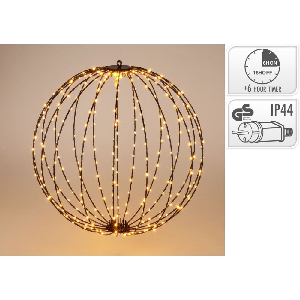 Metalen bal | 320 LED lampjes | extra warm wit | 50cm