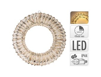 Kerstkrans met verlichting | ijzer | op stekker | goud | 20 cm