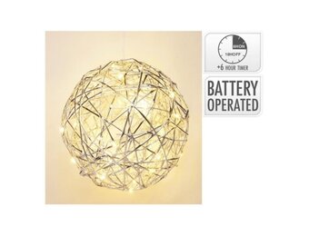 Bal met verlichting | zilver/warm wit | 25cm