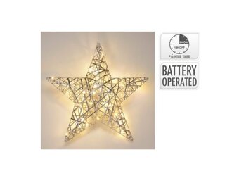 Kerstster met verlichting | zilver/warm wit | 30cm