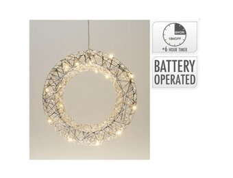 Kerstkrans met verlichting | zilver/warm wit | 40cm