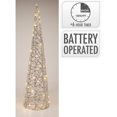 Kegel met verlichting | zilver/warm wit | 40cm