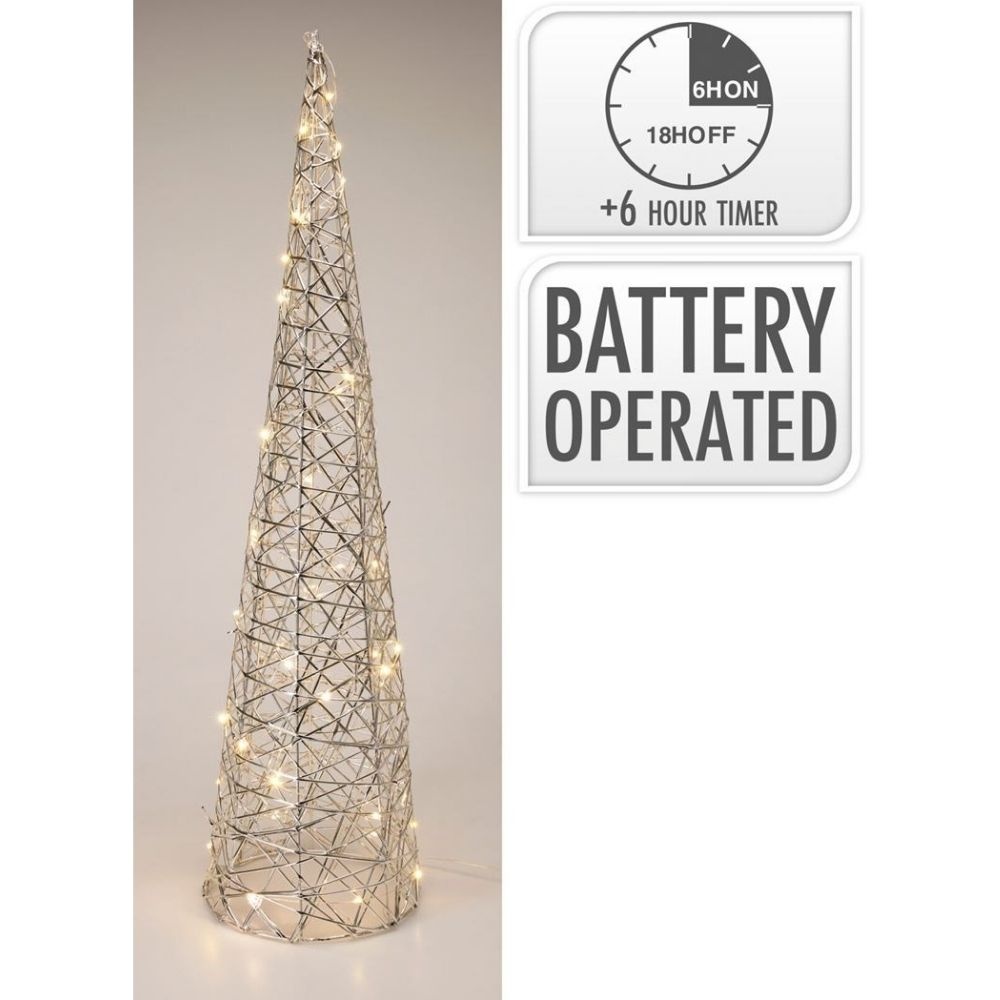 Kegel met verlichting | zilver/warm wit | 40cm