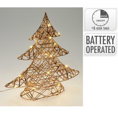 Kerstboom met verlichting | goud/warm wit | 30cm