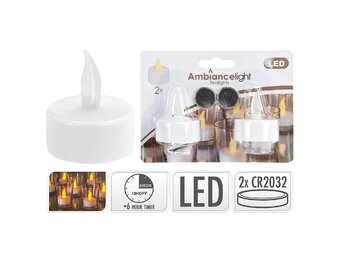 LED theelicht | 2-delig | wax | wit/warm wit | 4cm