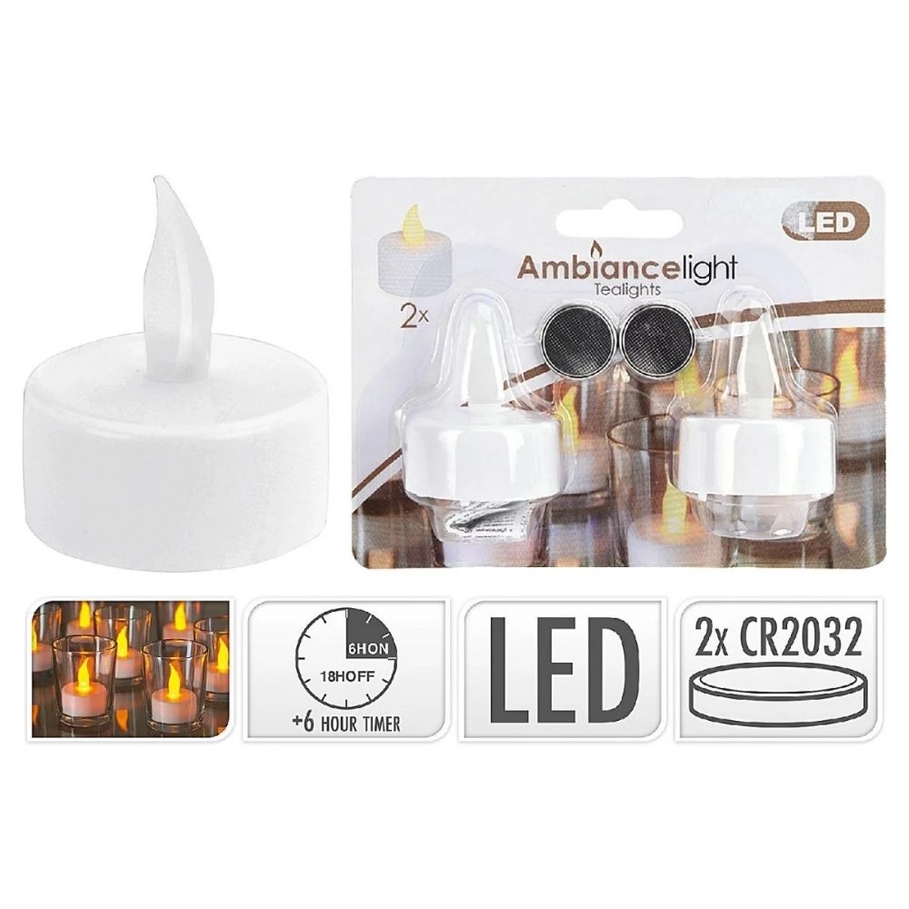 LED theelicht | 2-delig | wax | wit/warm wit | 4cm
