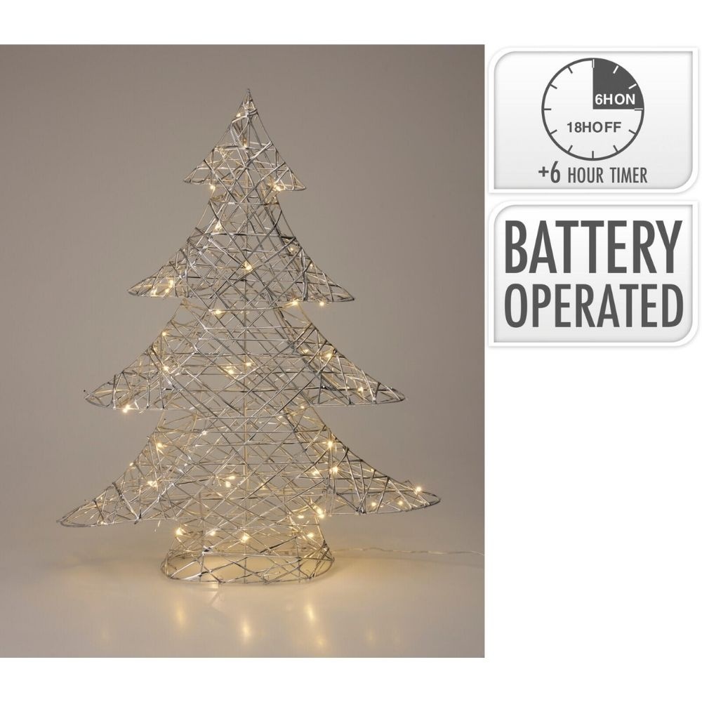 Kerstboom met verlichting | zilver/warm wit | 60cm