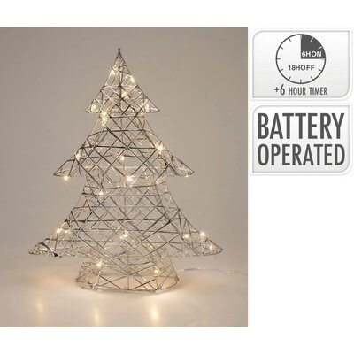 Kerstboom met verlichting | zilver/warm wit | 40cm