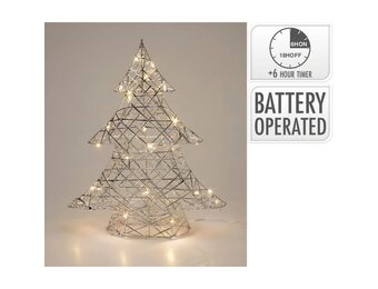 Kerstboom met verlichting | zilver/warm wit | 30cm