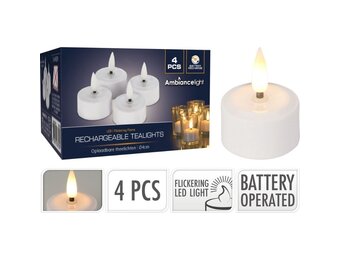 LED theelicht | 4-delig | wax | wit/warm wit | 4cm