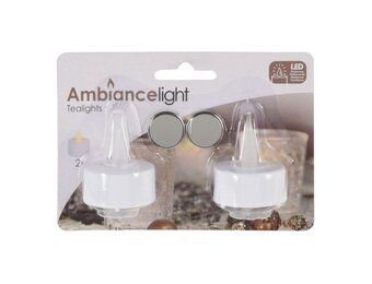 LED theelicht | 2-delig | wax | wit/warm wit | 4cm
