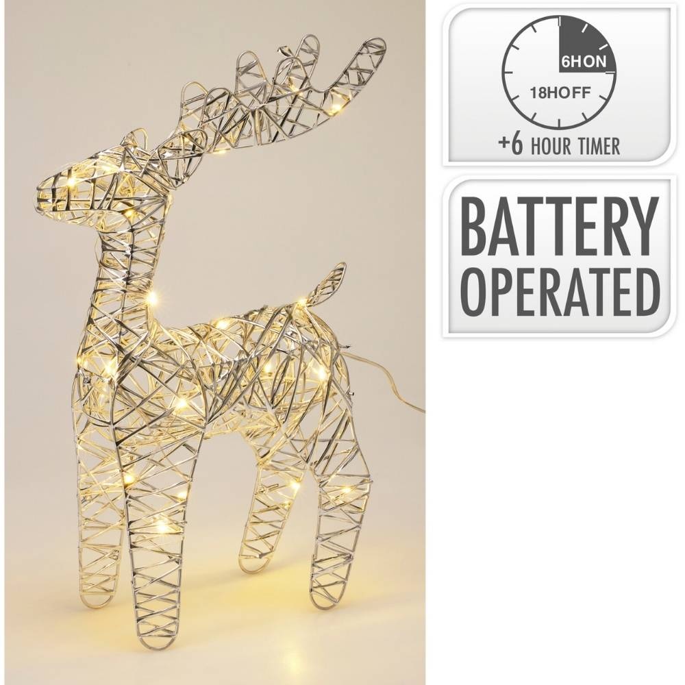 Rendier met verlichting | zilver/warm wit | 34cm