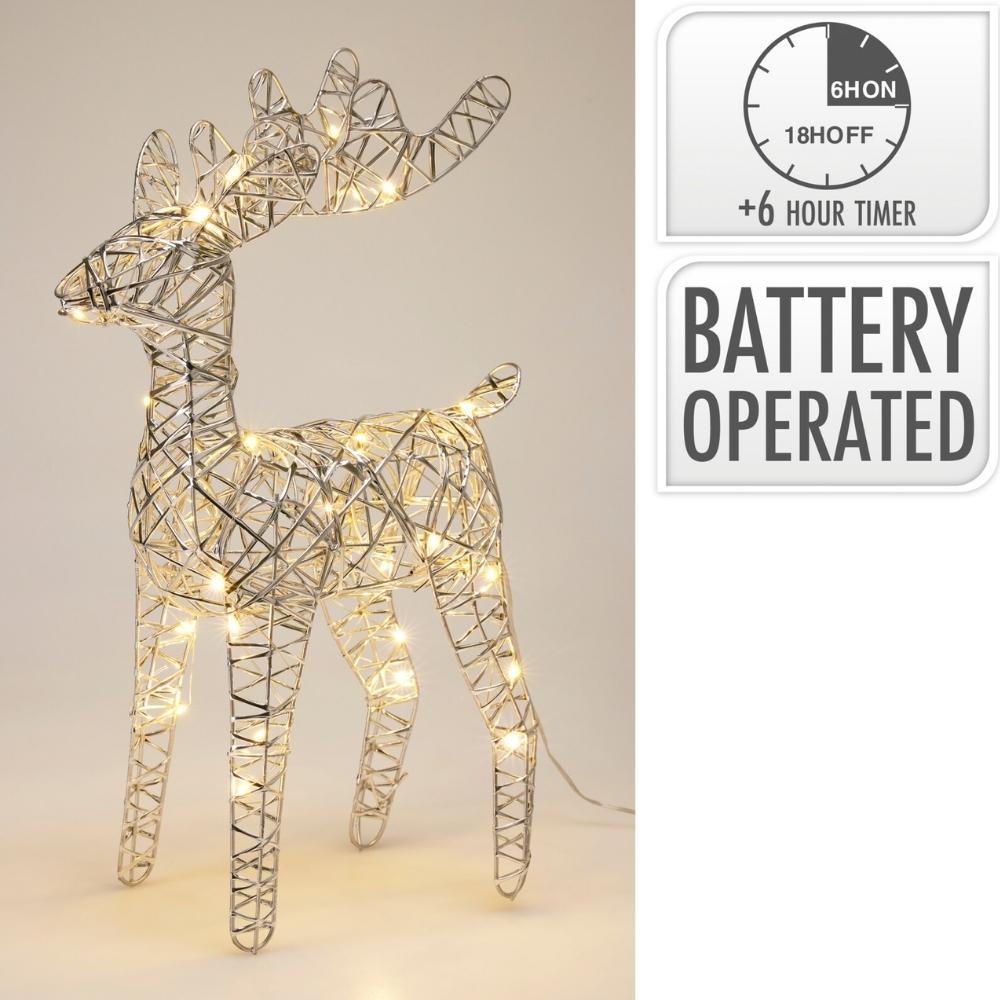 Rendier met verlichting | zilver/warm wit | 37cm