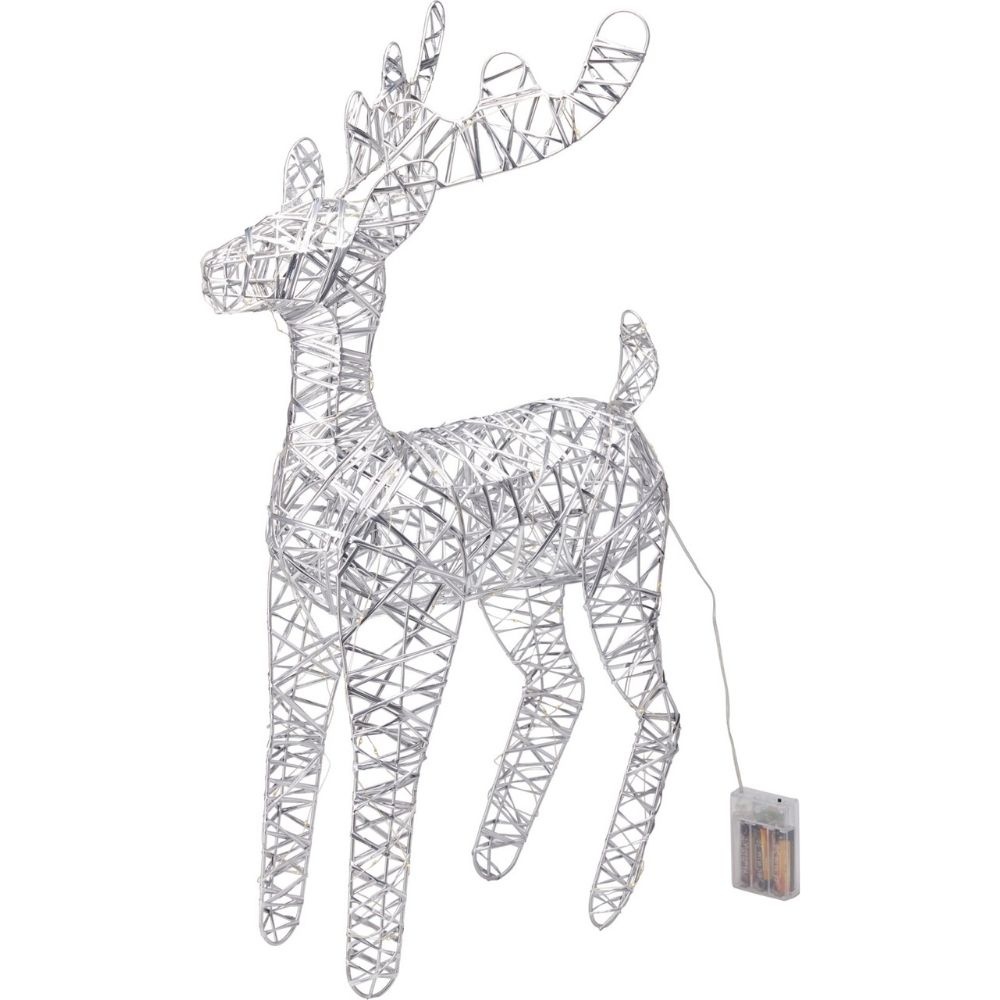 Rendier met verlichting | zilver/warm wit | 60cm