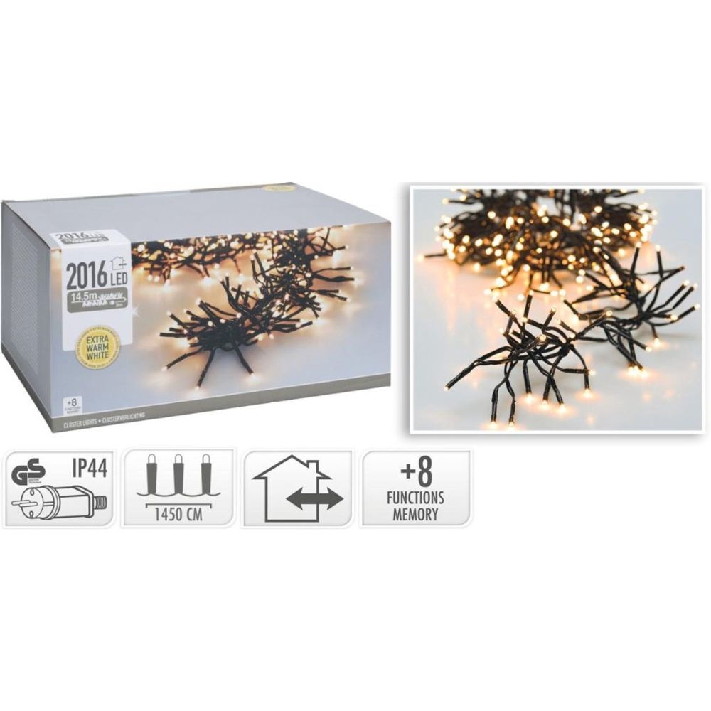 Kerstverlichting cluster | 2016 LED lampjes | extra warm wit | 14,5m