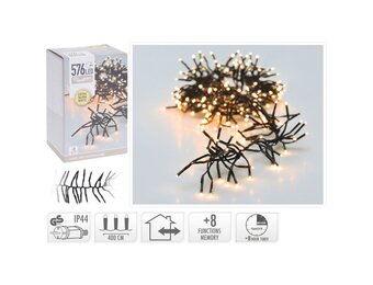 Kerstverlichting cluster | 576 LED lampjes | extra warm wit | 4m