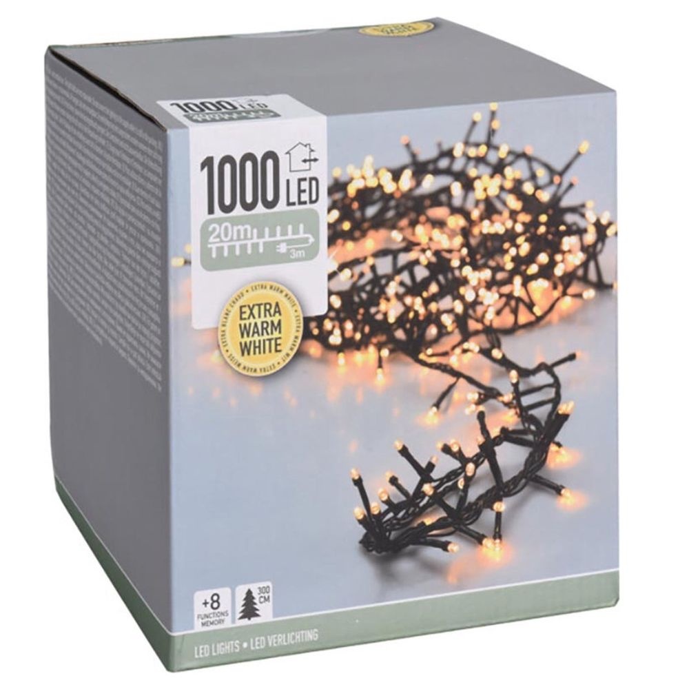Kerstverlichting micro cluster | 1000 LED lampjes | timer functie | extra warm wit