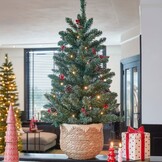 Creston kunstkerstboompje in pot 90xø50cm | groen met bevroren details