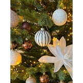 Gedecoreerde kerstbal ø8cm | foam | wolwit met kralen en glitters