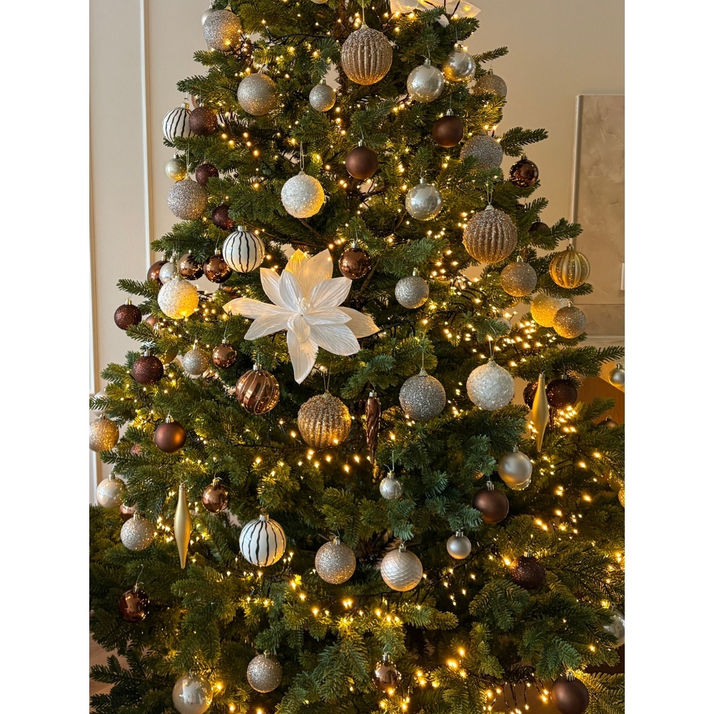 Kerstballen mixbox 46-delig | glanzend/mat/glitter | bruin/goud