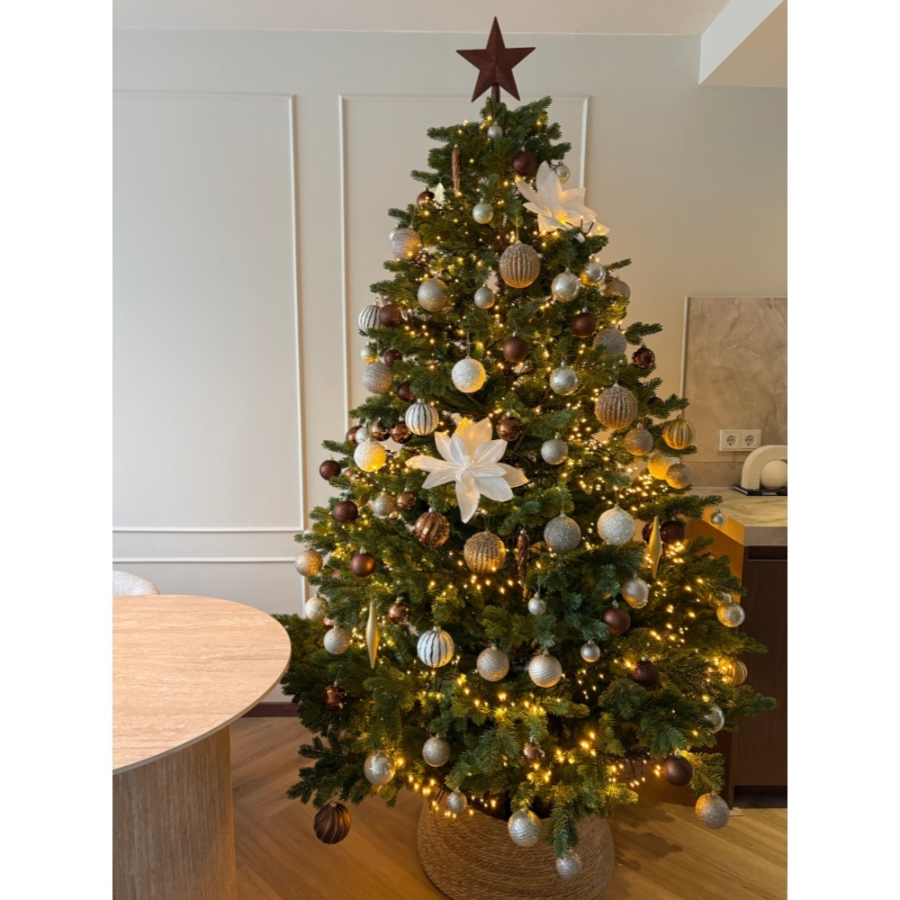 Kerstballen mixbox 30-delig | plastic | bruin/wit/zwart