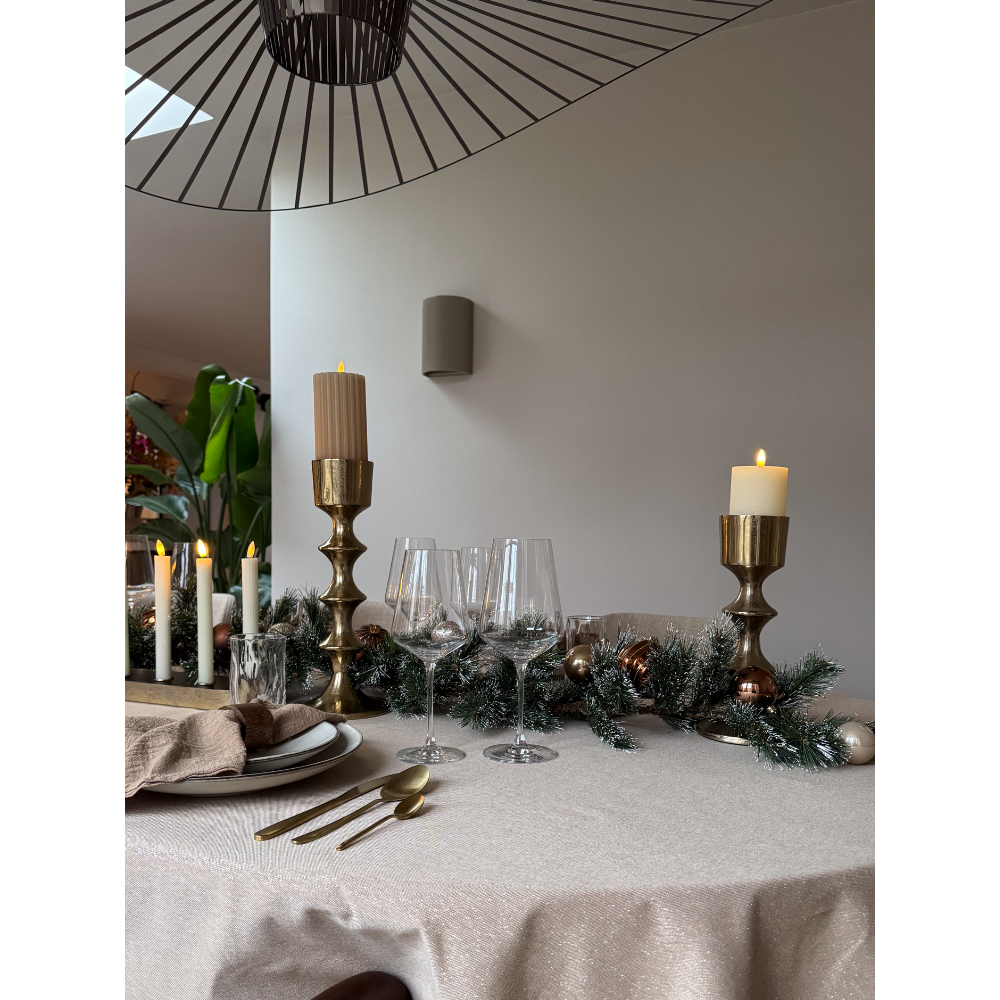 Kandelaar voor LED-kaarsen van ø7,5cm | goud met versmalling | aluminium | goud | 36,75cm