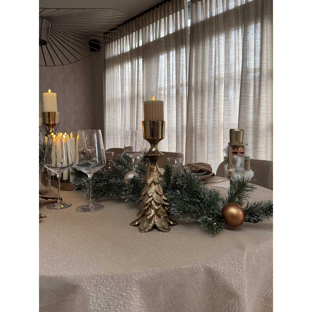 Kandelaar voor LED-kaarsen van ø2,2cm | goud met blaadjes | aluminium | 17,75cm