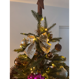 Kerststrik | polyester | parel | 13cm