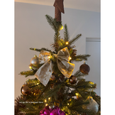 Kerststrik | polyester | parel | 34cm