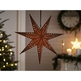 Kersthanger ster met LED lampjes | papier | bruin | 24,5cm