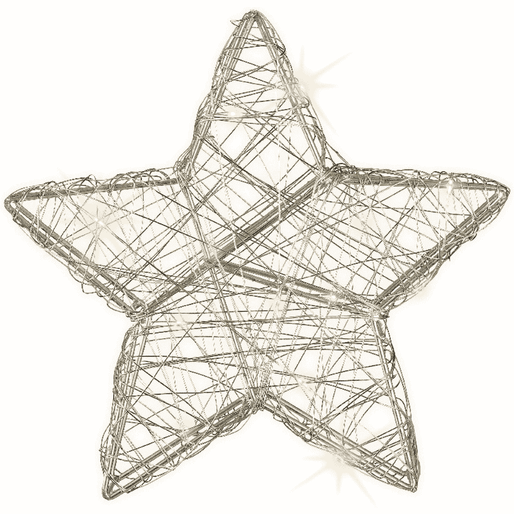 Kerstster met verlichting | zilver/warm wit | 20cm