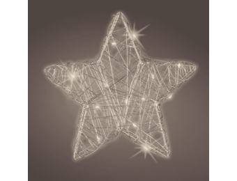 Kerstster met verlichting | zilver/warm wit | 20cm