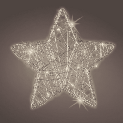Kerstster met verlichting | zilver/warm wit | 20cm