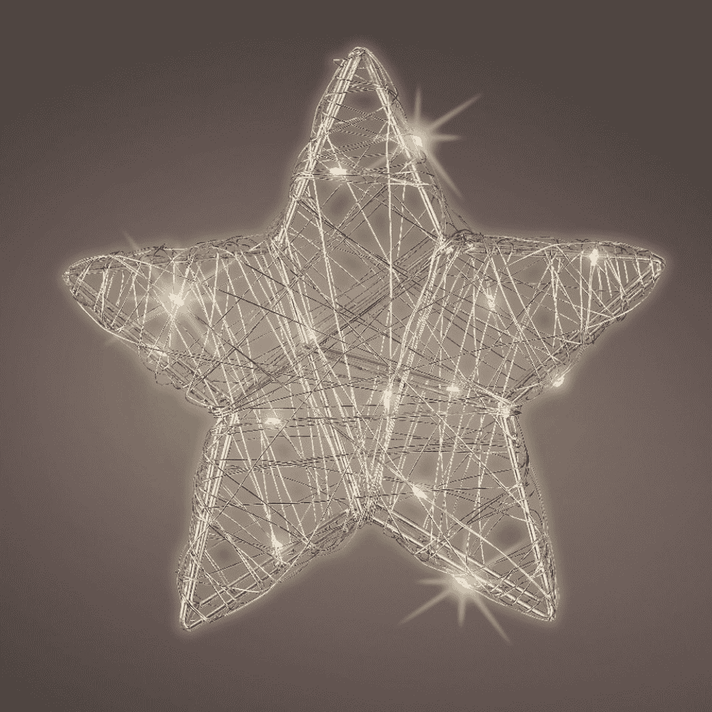 Kerstster met verlichting | zilver/warm wit | 20cm