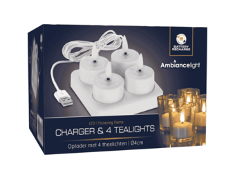 LED theelicht | 4-delig | wax | wit/warm wit | 4cm