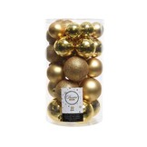 Kerstballen set 30-delig | kunststof/onbreekbaar | licht goud | diverse maten