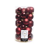 Kerstballen set 30-delig | kunststof/onbreekbaar | ossenbloed | diverse maten