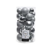 Kerstballen set 30-delig | kunststof/onbreekbaar | zilver | diverse maten