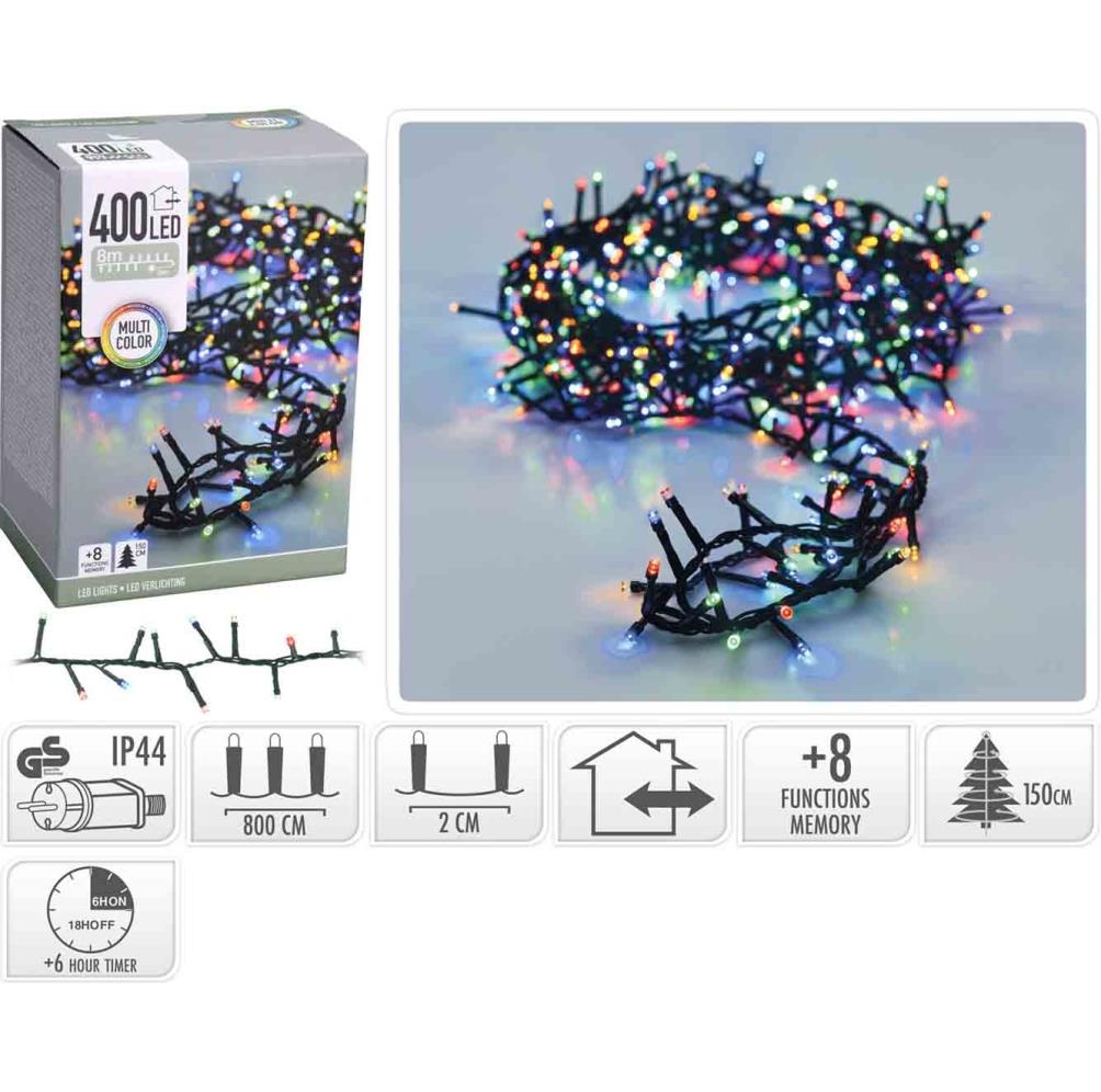 Kerstverlichting micro cluster | 400 LED lampjes | multicolor | 8 meter