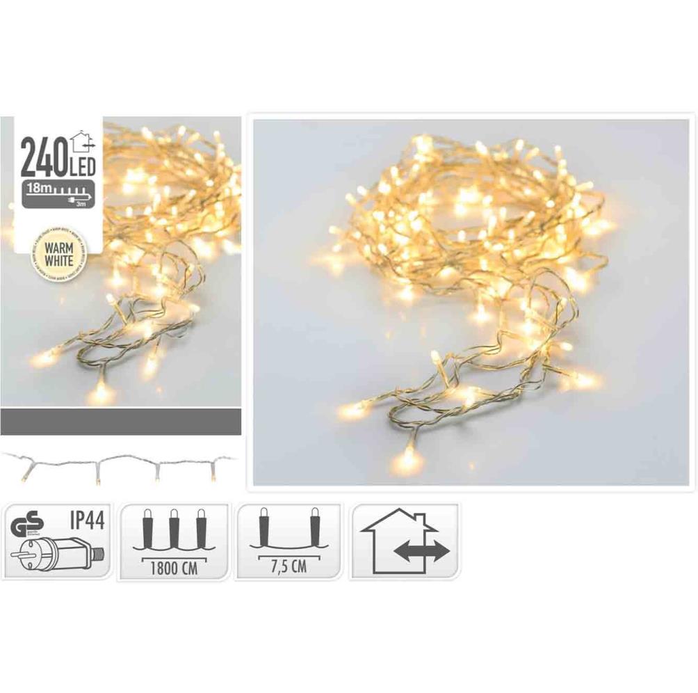 Kerstverlichting transparant snoer | 240 LED lampjes | warm wit | 18 meter